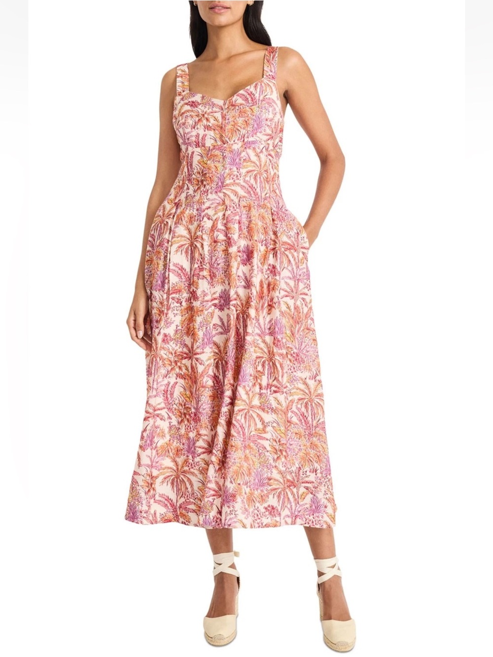 Maggy London Women’s Printed Pink, purple, orange Floral Midi Dress